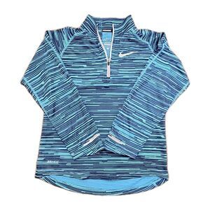 Nike Dry Fit Running Shirt 1/4 Zip Blue Kids Size S
